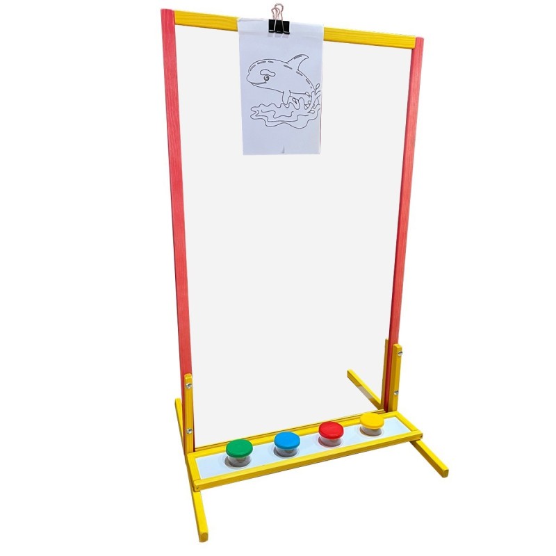 GINO Chevalet plexiglass transparent pour enfant en bois rouge GINO Chevalet plexiglass transparent pour enfant en bois rouge
