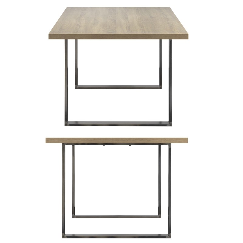 table aspect bois pieds métal